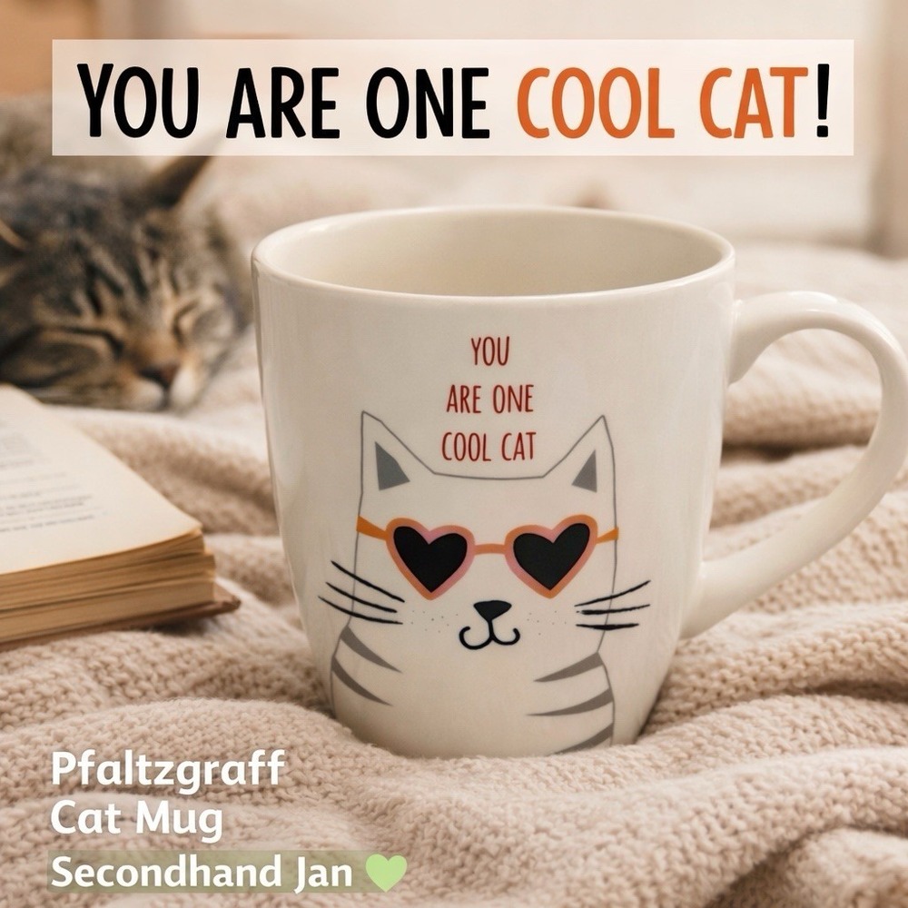 Pfaltzgraff Coffee Mug You Are One Cool Cat 18oz Courtney Davis White Pink Red